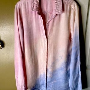 ANTHRO Cloth & Stone Pink Blue Tie Dye Long Slv M